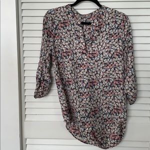 Hi lo flower pattern tunic top